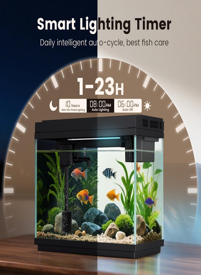 Fishkeeper 2.3G Smart Aquarium - Ultra Clear Glass Fish Tank w/Auto Timer 8-Color RGB Lights, 4-in-1 Self-Cleaning Silent Water Pump, Aromatherapy, Temperature Display, Perfect for Desktop Decor - Image 4